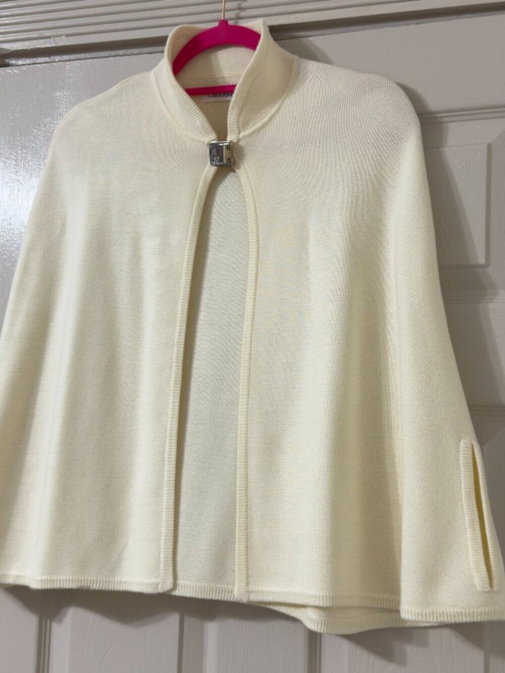 Calvin Klein Modern Gray Knit Cape Short Coat sz S/M - Picture 6 of 9